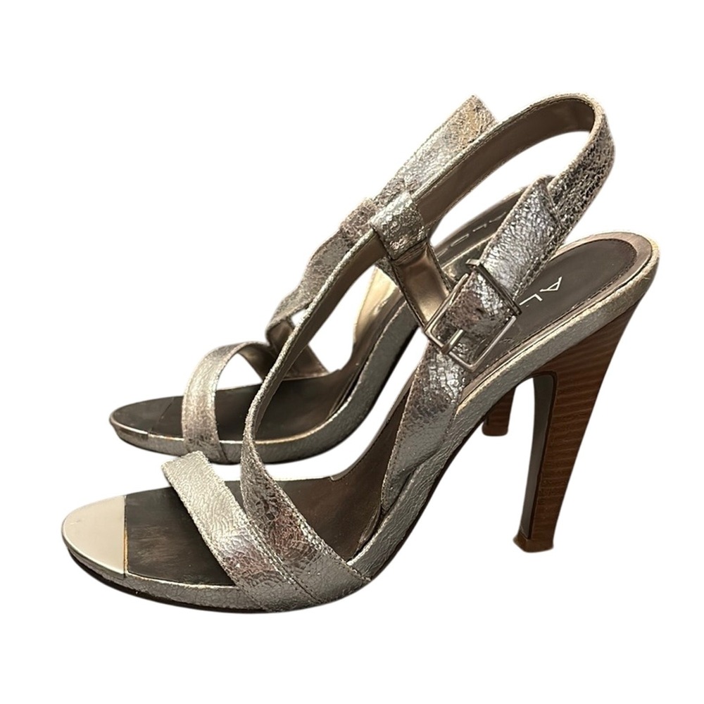Aldo Silver Stiletto Heels with Ankle Strap 39